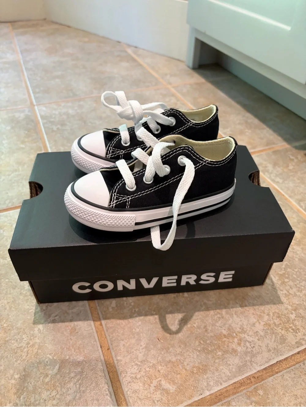 Converse Kids Black and White Low-Top Canvas Sneakers